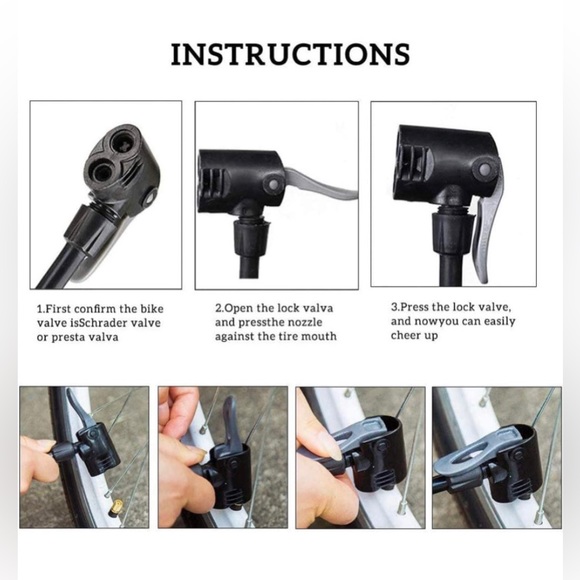 VIMILOLO Bike Pump Portable Ball Pump Inflator Bicycle Floor Pump - Picture 5 of 7